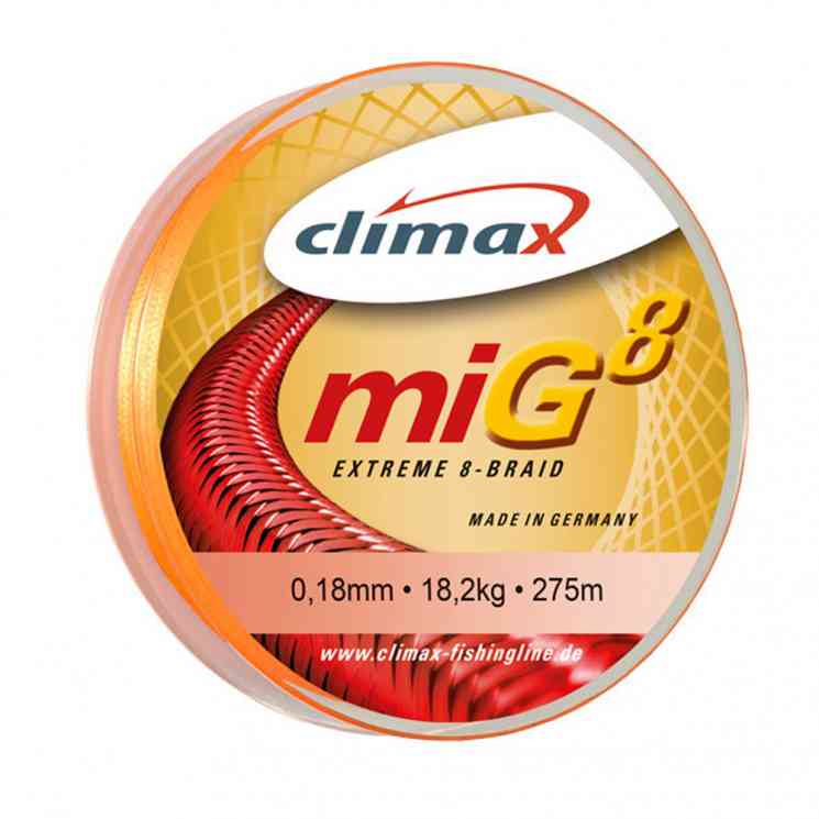 Купить Шнур Climax MIG8 BRAID (fluo-orange) 0.14 (135м)